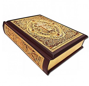 Библия с филигранью ручной работы покрытая золотом фото 4