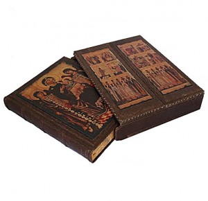Подарочная книга "Святые образы" (в футляре-триптих) в кожаном переплете