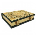 Дорогой подарочный Коран с филигранью (золото), литьем и гранатами в замшевой шкатулке - фото 5